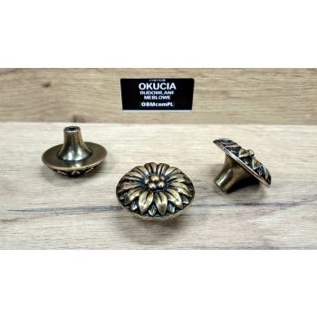 GAŁKA Meblowa 40 mm ASTER Zdobiona Uchwyt Designerska Rączka STARE ZŁOTO