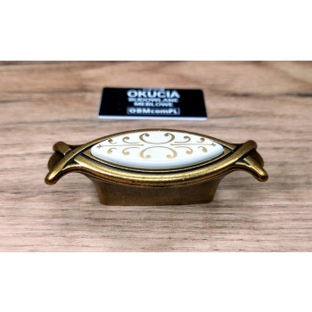 GAŁKA Meblowa 70x25 mm Uchwyt Retro Wzorek Antyk STARE ZŁOTO L-32