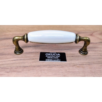 UCHWYT Meblowy DECORA Ceramiczny 146x24 Retro Stary Mosiądz Kremowy L-128