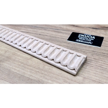 Listwa Drewniana Bukowa Żłobiona 30x7mm 1200mm Ozdobna Meble Dekoracja 0044