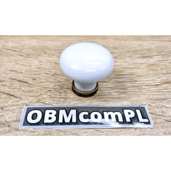 GAŁKA Meblowa Ceramiczna 30 mm MARCO Rączka Uchwyt Stary Mosiądz + Biały