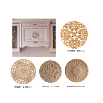 DEKOR 255x25 mm Okrągła Rozeta Ornament Ozdobny Detal z Pyłu Drzewnego DIY