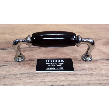 UCHWYT Meblowy DECORA Ceramiczny 112x22 Retro Nikiel Połysk Czarny L-96