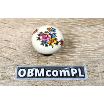 GAŁKA Meblowa Ceramiczna 30 mm MARCO Rączka Uchwyt Stary Mosiądz + Kwiaty