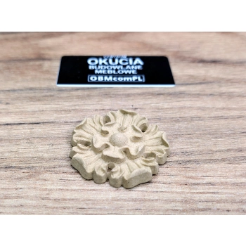 DEKOR fi 30mm Okrągła Rozeta Ornament Ozdobny Rośliny Pyłu Drzewnego DIY
