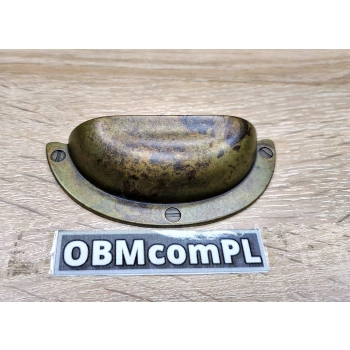 UCHWYT Meblowy MUSZELKA Duża 95x38 Rączka Mosiądz Patyna L-64 mm