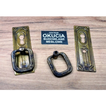 UCHWYT Meblowy 32x85 mm Pionowy z otworem na klucz Mosiądz Patynowany