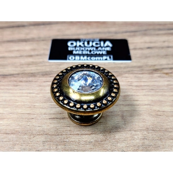 GAŁKA Meblowa 30 mm SPLENDO Uchwyt Retro Vintage Szkło Kryształ STARE ZŁOTO