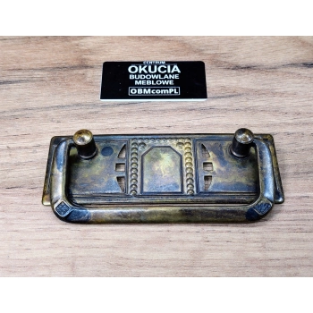 UCHWYT Meblowy JUGENDSTIL Poziomy bez otworu na klucz Retro MOSIĄDZ L-64