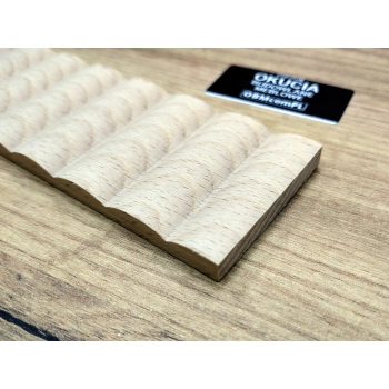 Listwa Drewniana Bukowa Ryflowana Półwałki Szerokie 50x7mm 1200mm 0151