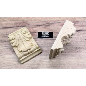 KAPITEL Liść Akantu 67x96mm DEKOR Ozdobny Ornament Pył Drzewny do Mebli