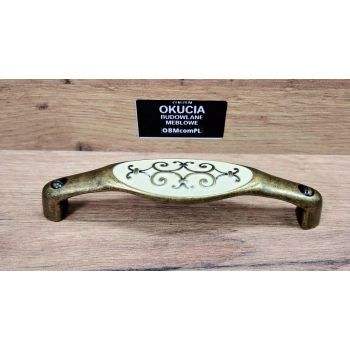 UCHWYT Meblowy RICCIA 141x30 Rączka Retro Dekoracyjny Stary Mosiądz L-128