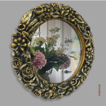 RAMKA Wianek Kwiatowy Okrągła fi 256mm Ornament Pył Drzewny do Mebli DIY