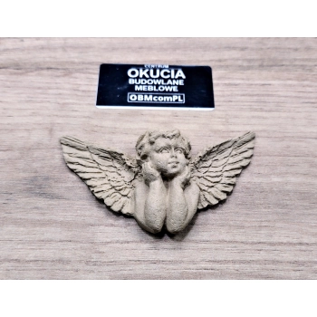 DEKOR 76x40 mm ANIOŁ Ornament Ozdobny Figurka z Pyłu Drzewnego DIY