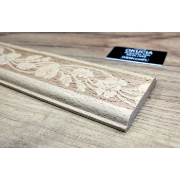 Listwa Drewniana Bukowa Rzeźbiona Kwiatowa 50x7mm 1200mm Dekoracja 0508