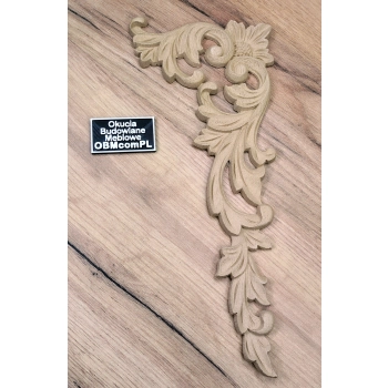 DEKOR 125x280 mm Ornament Ozdobny Dekoracyjny Narożnik Pyłu Drzewnego Prawy
