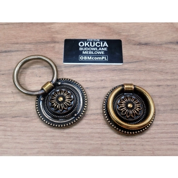 UCHWYT Meblowy Kołatka PERSEO Stare Złoto 40 mm Retro Vintage Antyk