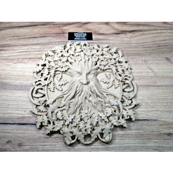 DEKOR 190x170 mm Rozeta Ornament Ozdobny Człowiek Drzewo z Pyłu Drzewnego