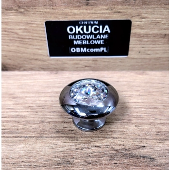 GAŁKA Meblowa fi 30 mm DIONISO Włoska Ozdobna SZKŁO Kryształowe CHROM