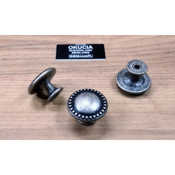 GAŁKA Meblowa 30 mm DINO Retro Vintage Antyk Rączka Uchwyt STARE SREBRO