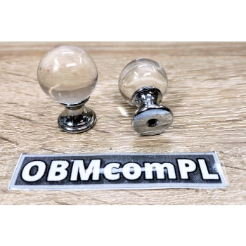 GAŁKA Meblowa Kula Przezroczysta 20 mm Szkło Kryształ Murano MOSIĄDZ CHROM