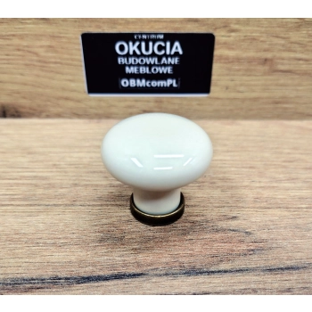 GAŁKA Meblowa Ceramiczna 30 mm MARCO Rączka Uchwyt Stary Mosiądz + Kremowy