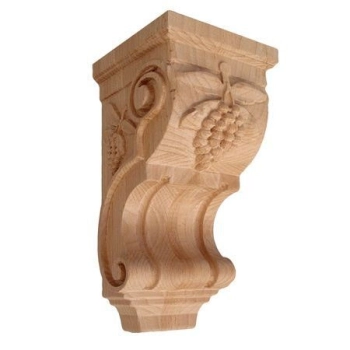 Kapitel Drewniany z Motywem Winogron 125x125x250mm Pilaster Bukowy Rzeźba