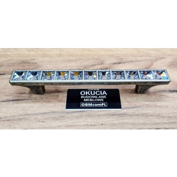 UCHWYT Meblowy 136x14 Ozdobny Kryształ SWAROVSKI Stare Srebro L-96 mm