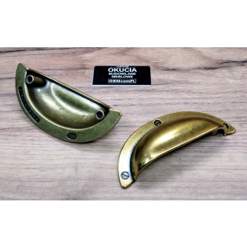 UCHWYT Meblowy MUSZELKA Duża 95x38 Rączka Stare Złoto L-64 mm