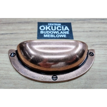 UCHWYT Meblowy MUSZELKA Duża 95x38 Rączka Stara MIEDŹ L-64 mm