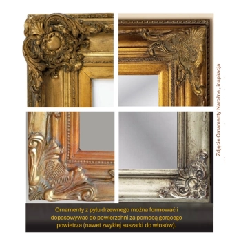 DEKOR 250x120 mm Ornament Ozdobny Dekoracyjny Narożnik z Pyłu Drzewnego DIY