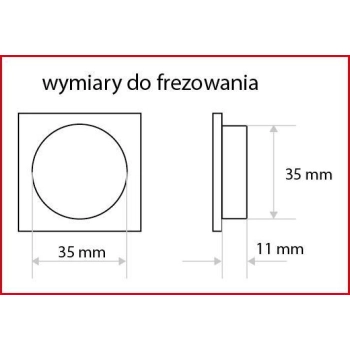 UCHWYT Meblowy 39x39 mm Wpuszczany Stilus Kwadratowy CHROM Mat
