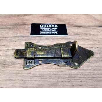 ZASUWKA do Mebli 85x43 mm RYGIEL Skrzyń Szafek Antyk Retro MOSIĄDZ Patyna