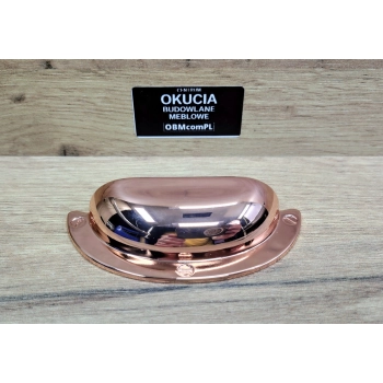 UCHWYT Meblowy MUSZELKA Duża 95x38 Rączka MIEDŹ Połysk L-64 mm