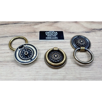 UCHWYT Meblowy Kołatka PERSEO Stare Złoto 40 mm Retro Vintage Antyk