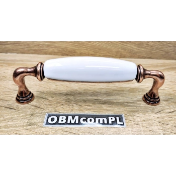 UCHWYT Meblowy DECORA Ceramiczny 146x24 Klasyczny Stara Miedź Biały L-128