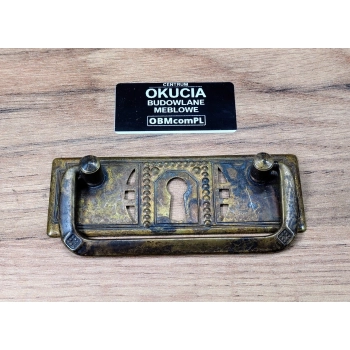 UCHWYT Meblowy JUGENDSTIL Poziomy z otworem na klucz Retro MOSIĄDZ L-64