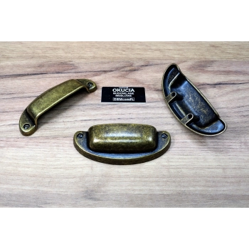 UCHWYT Meblowy MUSZELKA SIRIO 97x35 Rączka Szafki Stary Mosiądz L-32 mm