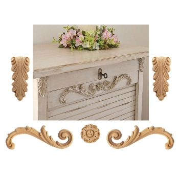 DEKOR 145x50 mm Prawy Ornament Ozdobny Dekoracyjny z Pyłu Drzewnego DIY