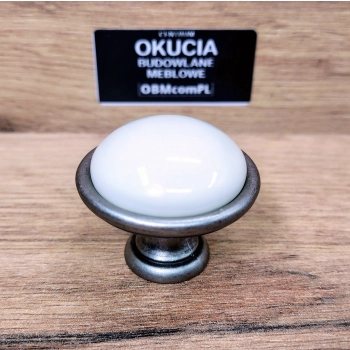 GAŁKA Meblowa Ceramiczna 40 mm BRANDO Rączka Uchwyt STARA STAL + Kremowy